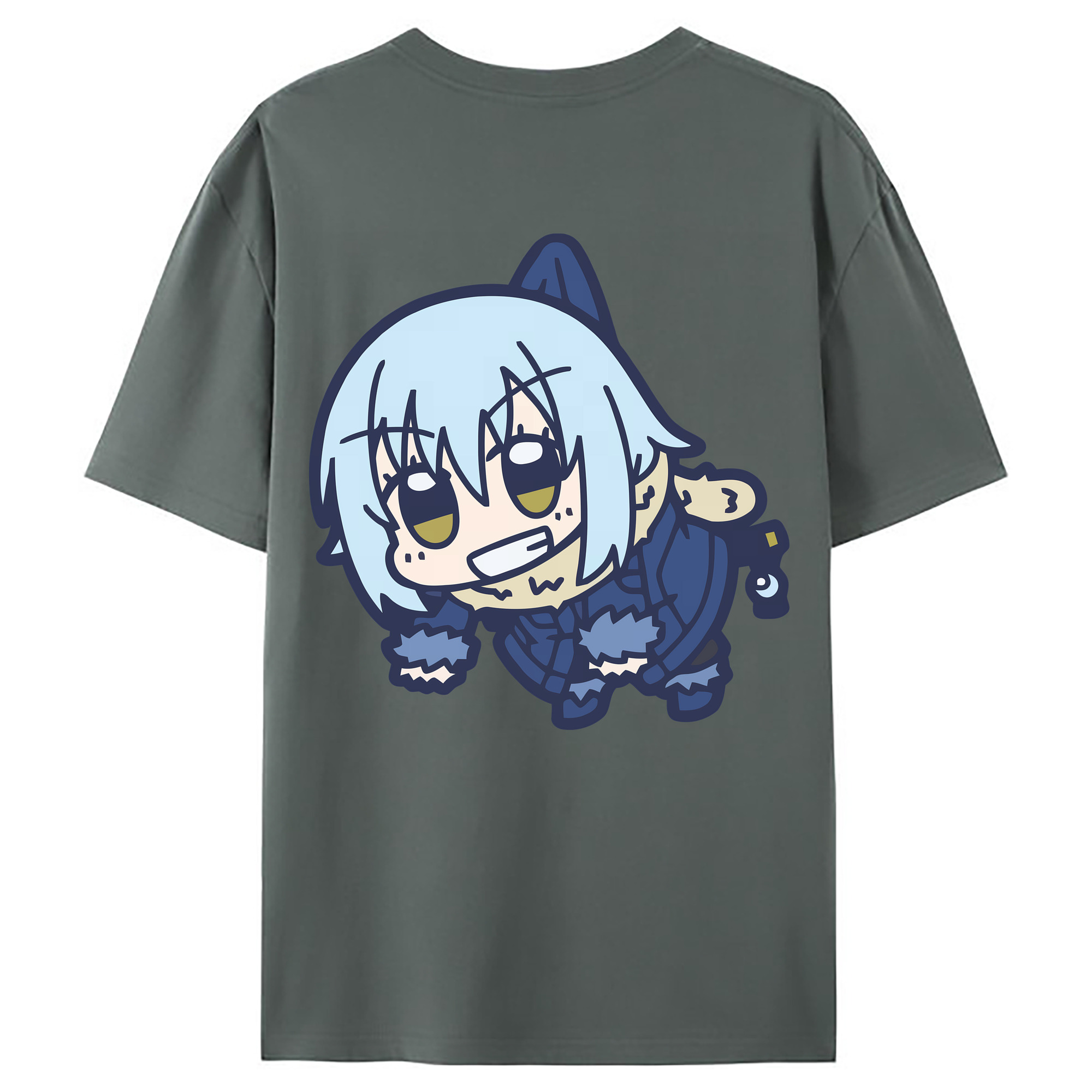 （画像用） 転スラ Regarding Reincarnated to Slime 綿100％ メンズ半袖Tシャツ（バックプリント） 通気性